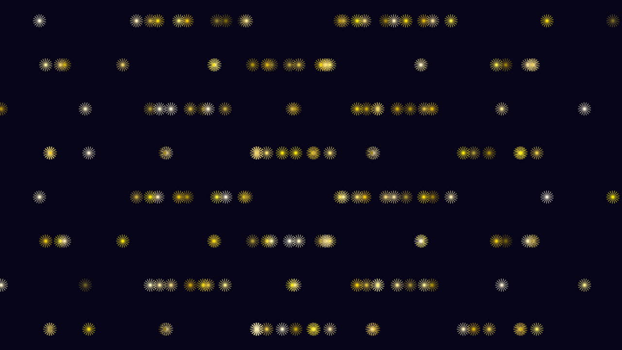 copos de nieve de arco iris digitales en filas con luz led de neón en el cielo nocturno