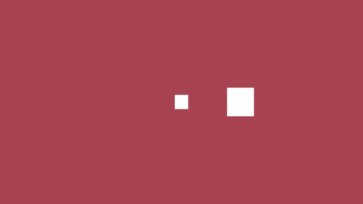 Animation of digital interface waiting loading squares flashing on red background