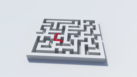 view of a red line going through a maze