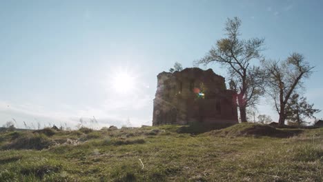 ruined church in a field