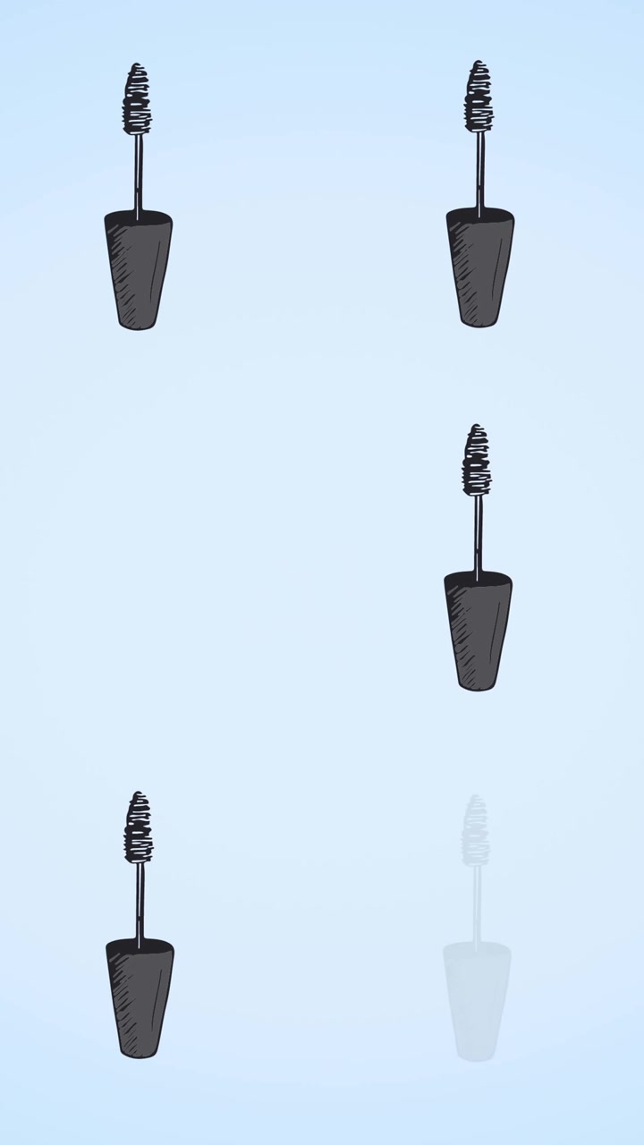 Animation af mascara gentaget på blå baggrund