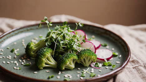 broccoli and radish salad with microgreens