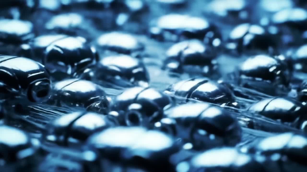 A Glimpse into the Future: An Intricate Array of Metallic Robots Showcasing Innovative Designs and Advanced Technology in a Futuristic Setting