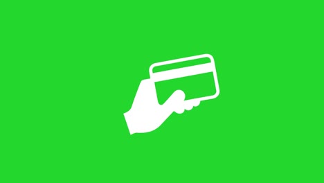 hand holding a credit card. cartoon animation on green screen background