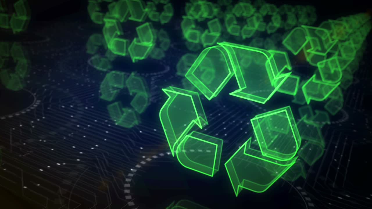 디지털 폐기물 데이터 재활용 및 지속 가능한 산업 상징 루프 사이버 개념