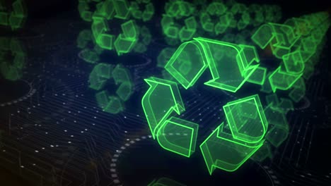 reciclaje de datos de residuos digitales y símbolos de la industria sostenible ciclo concepto cibernético