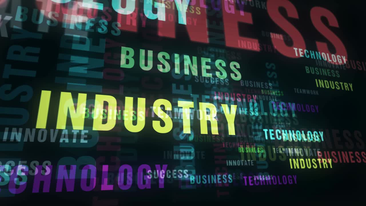 Business industry and technology text loop abstract concept
