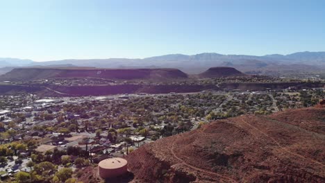 drone panning left and rising vertically looking over the city of st