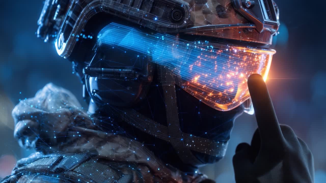 A Soldier's Gaze: Future-Ready Infantry Operatives with Innovative Technology and Enhanced Visors in a High-Tech Combat Environment