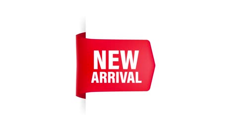 new arrival red label on white background. new collection. motion graphics.