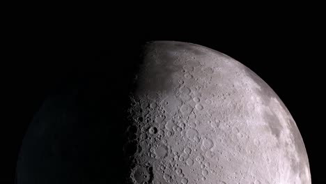 a 4k flyby of the lunar surface in rotation.