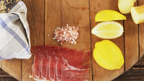 various food items on wooden board