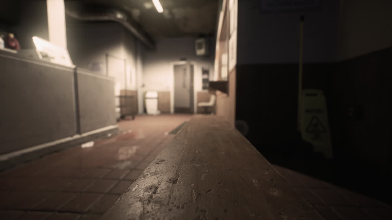 área de espera sombría de la lavandería por la noche