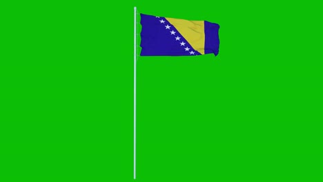 bosnia and herzegovina flag waving on wind on green screen or chroma key background. 4k animation