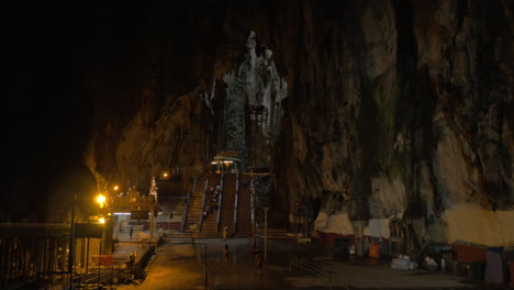 at batu caves malaysia seen interior of cave with stalactites and temple