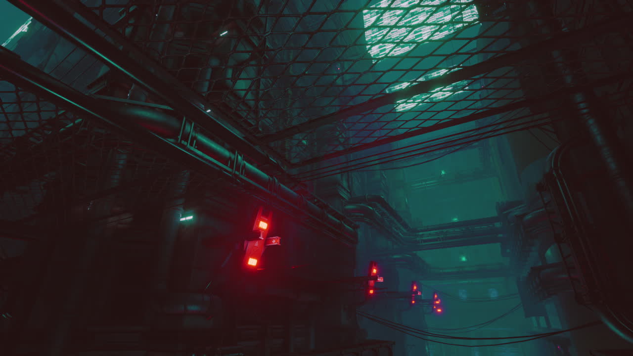 미래 과학 소설 도시의 네온 불빛