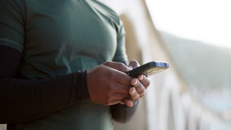 hands, person with smartphone and typing
