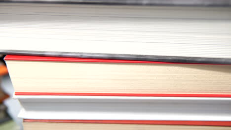 Closeup-with-pile-of-books-forming-tower