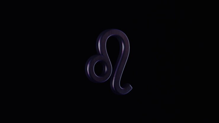 Segno zodiacale Leone 3D viola