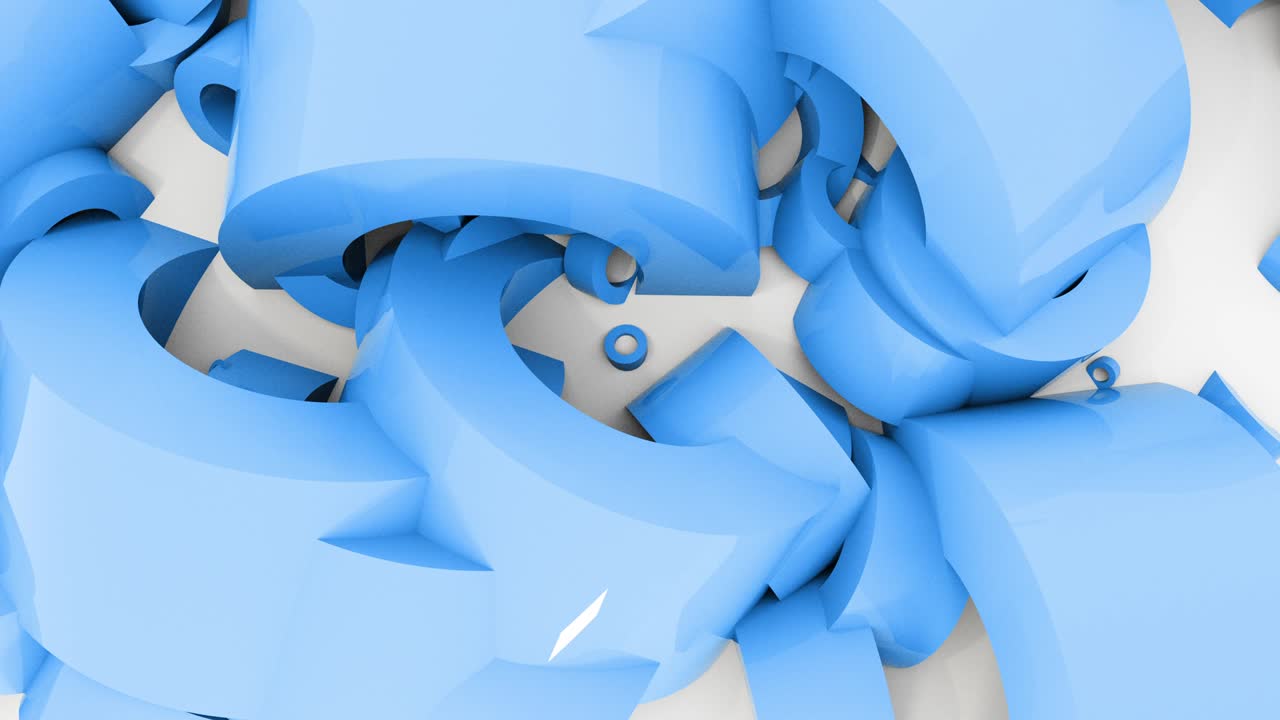 색 벽에 둥근 실린더 모양의 3d 모양, 6 가지 다른 색의 세트, 4k 렌더 애니메이션 배경 루프 영상.