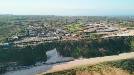 Aerial-over-coastline-in-Bali,-Indonesia