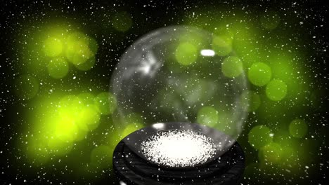 animation of christmas snow globe and with snow falling