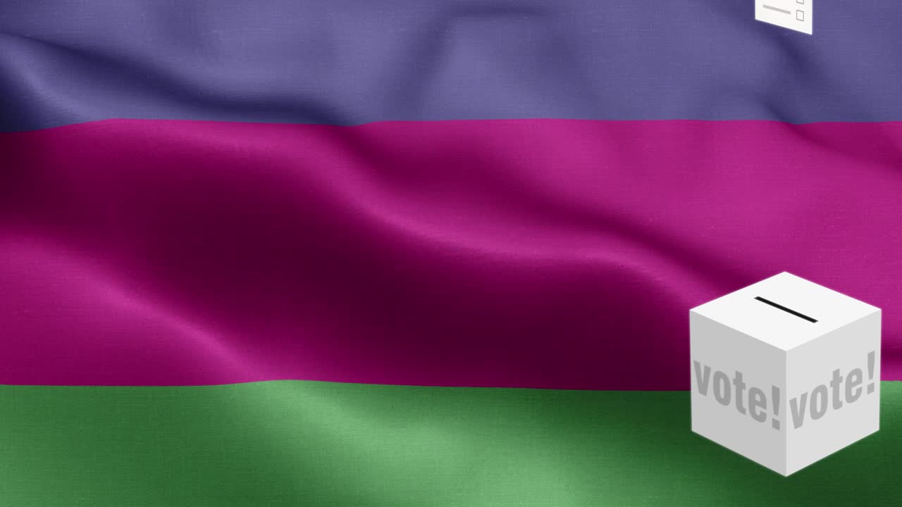 las papeletas de votación vuelan a la caja para la selección de la república popular de kuban - bandera de la república popular de kuban (bandeira de la república nacional de la república pública de kuban) de alto detalle - patrón de onda de la república de la gente de kuban elementos de bucle - textura de tela y bucle sin fin