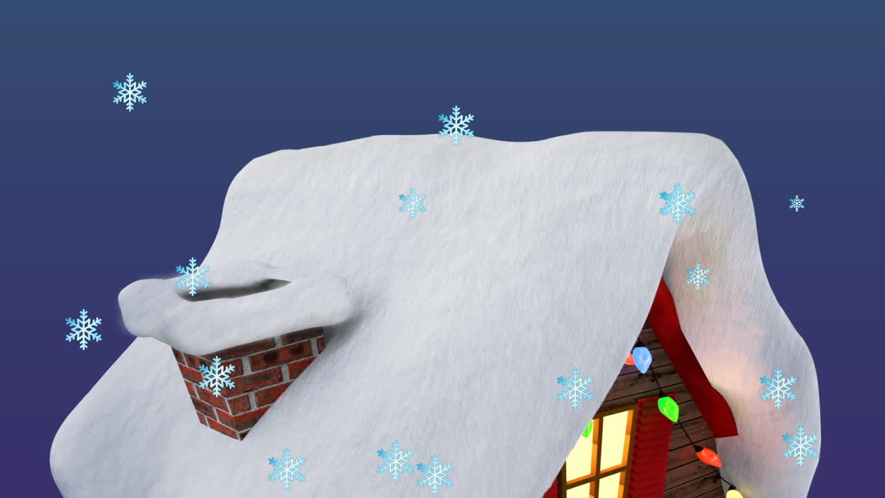 블루 스노우플레이크 가 검은색 배경 에 떨어지는 디지털 애니메이션