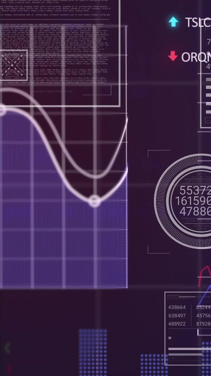 Vertical video: Right boxes popping, driving dashboard build, purple chart tracing and showing data