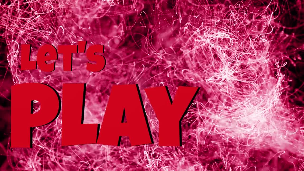 animación de lets juega sobre luces rosadas brillantes en fondo oscuro