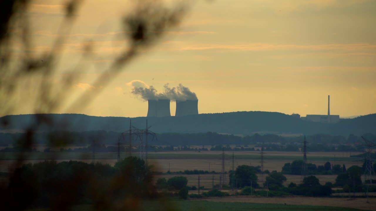 Mochovce Nuclear Power Plant in Slovakia, energy generation station chimney
