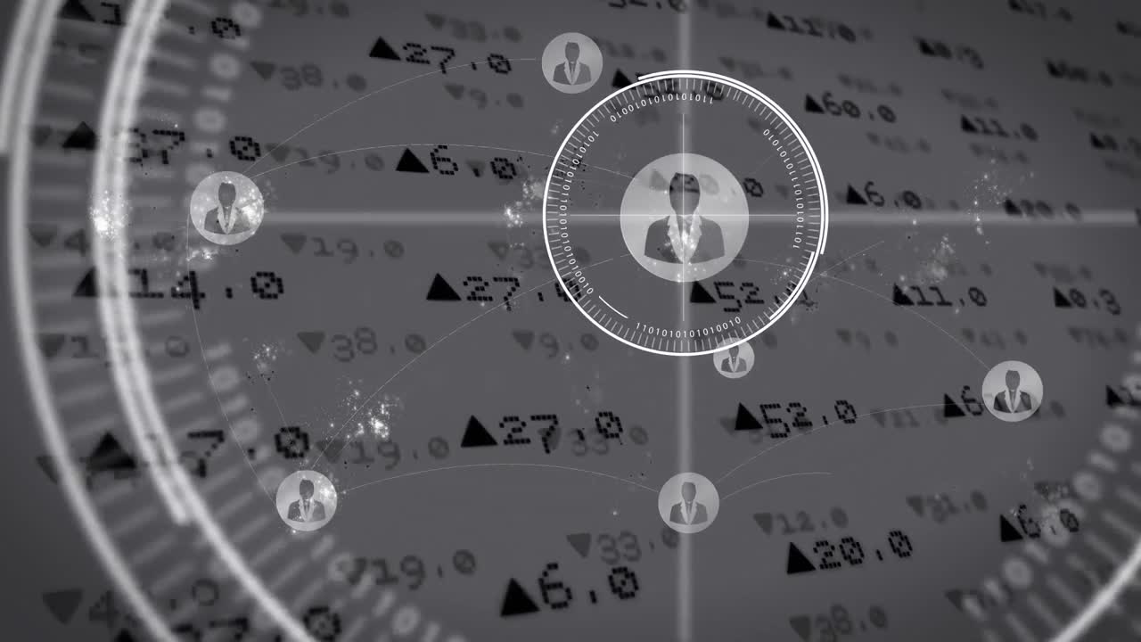 다중 인터페이스 사람 아이콘의 연결 네트워크의 애니메이션