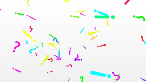 coloridos signos de interrogación 3d y puntos de exclamación que caen en cámara lenta - animación de fondo de movimiento de bucle sin costuras de 4k