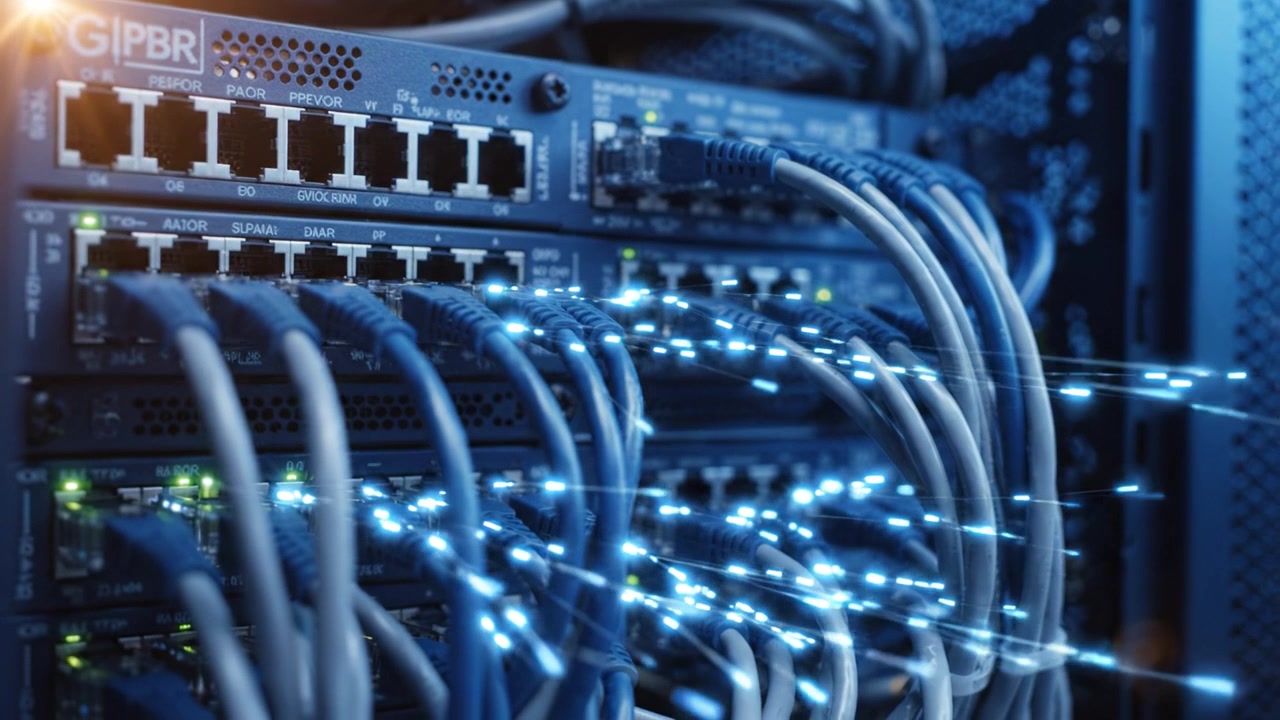 Close-Up of Data Transmission in a Network Switch: Understanding the Complexities of Modern Connectivity Through High-Speed Cables and Interfaces