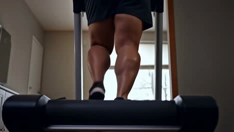 person's legs exercising on a treadmill