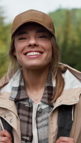 mujer caminando en el bosque