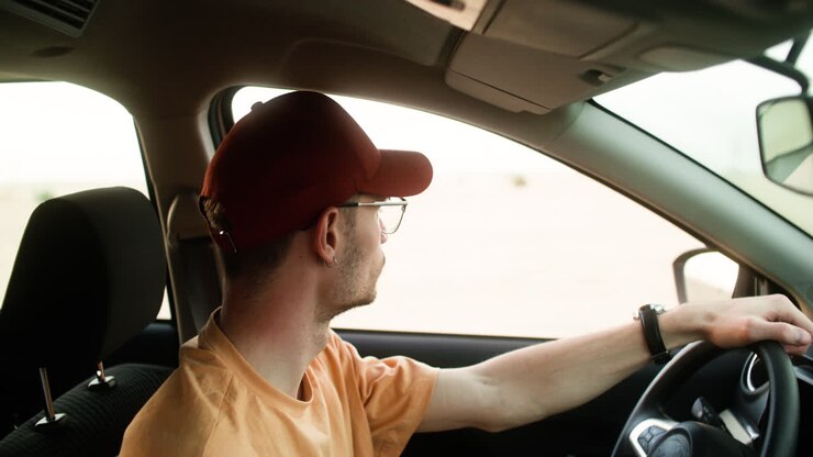 Uomo che guida un'auto