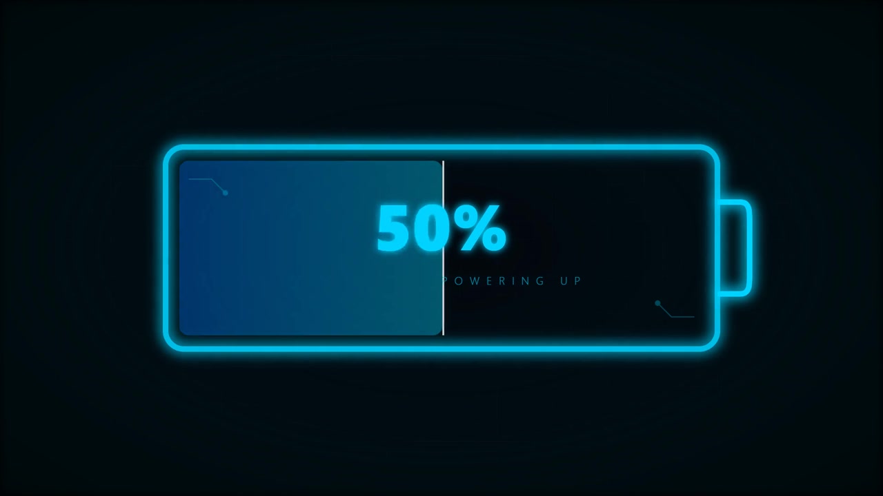 Digital Battery Charging Animation with Percentage Counter