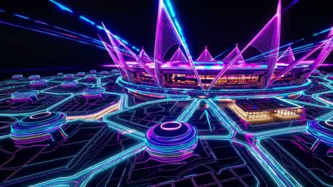 estadio de neón futurista