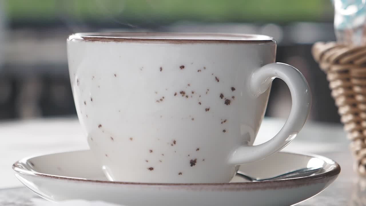 Hot Coffee in a White Cup