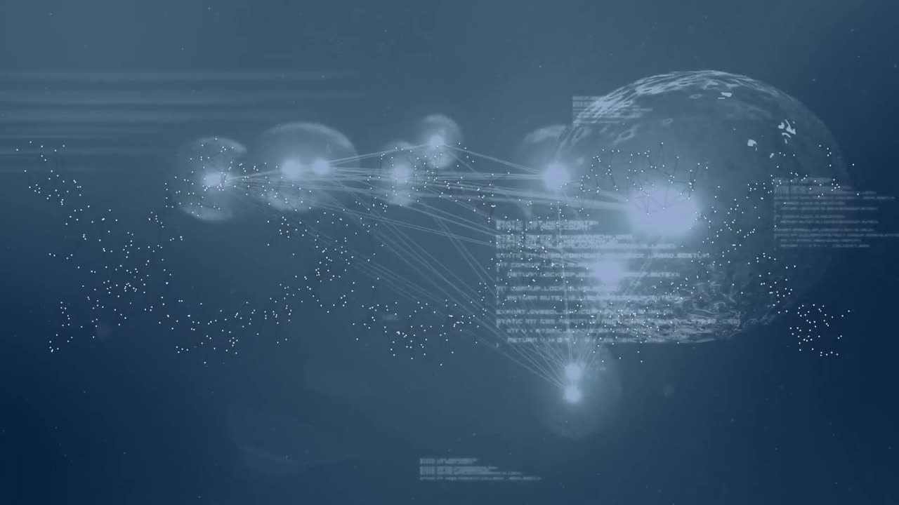 dna 헬릭스를 형성하는 점의 애니메이션, 연결된 증식 세포 및 컴퓨터 언어