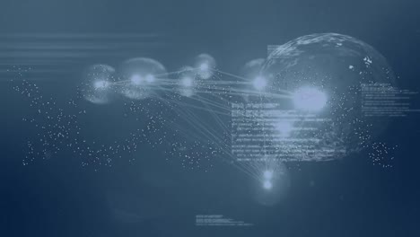 Animation-of-dots-forming-dna-helix,-connected-multiplying-cells-and-computer-language