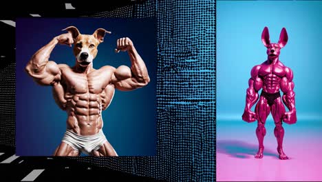 muscular dog and man digital art