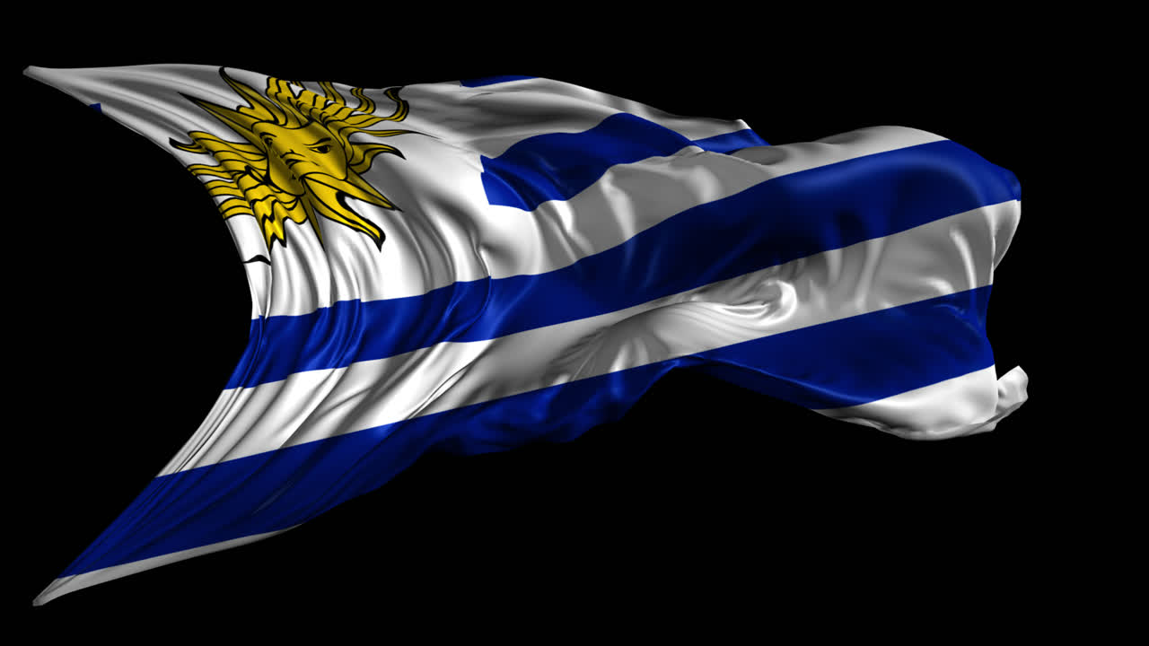 agitando la bandera del uruguay