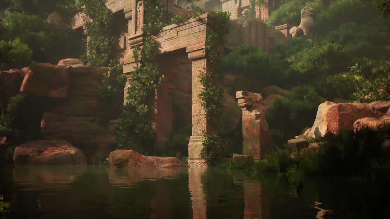 ruinas de templos cubiertas de vegetación en una selva exuberante