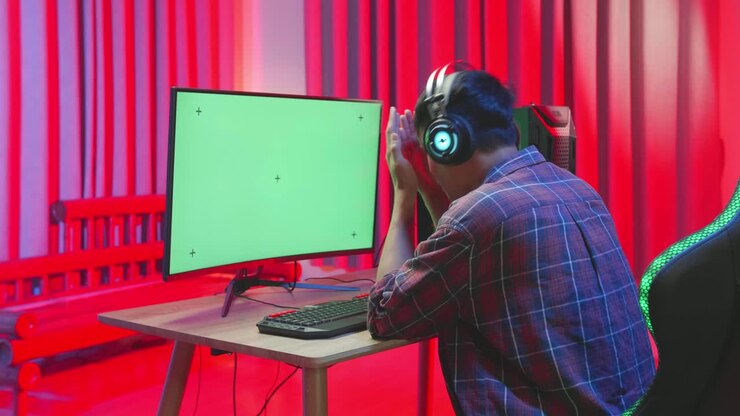 Frustreret gamer foran en computer