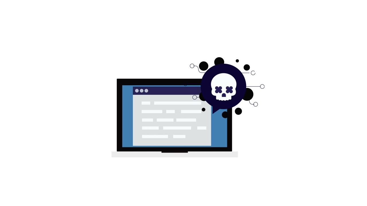 Animated Illustration of a Laptop with a Cyber Attack Warning