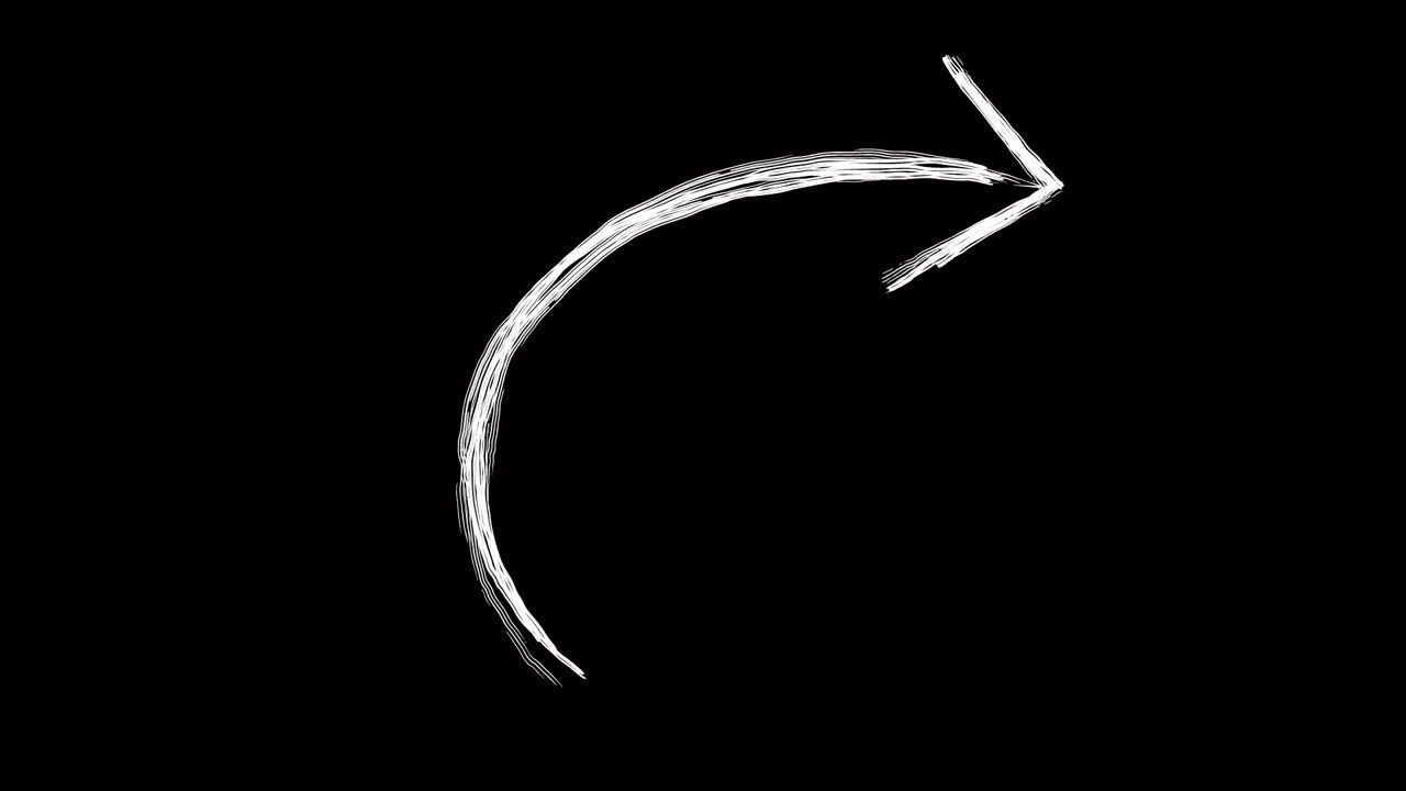 Hand-Drawn Chalk Arrow Animation Appearing and Disappearing on Black Background