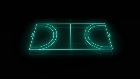 animation of green neon sports stadium on black background