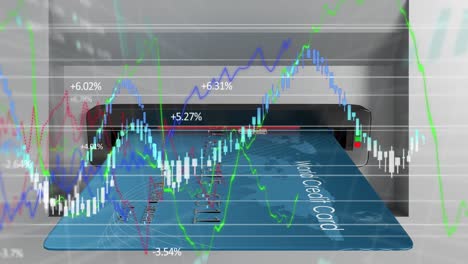 Animation-Der-Finanzdatenverarbeitung-über-Den-Kreditkarten-Geldautomaten-Slot